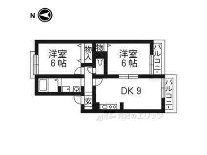 グリーンハイツ西賀茂A棟(2LDK/1階)の間取り写真