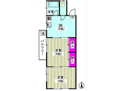 綱島荘(2DK/2階)の間取り写真
