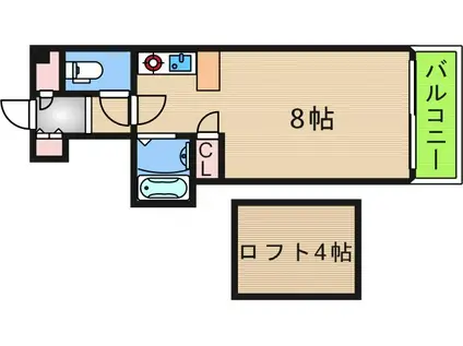 コスモレジデンス北加賀屋II(ワンルーム/3階)の間取り写真