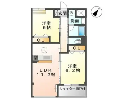 グランディオーゾ(2LDK/1階)の間取り写真