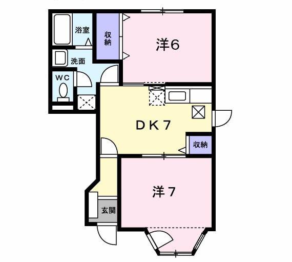 プレジール若園II(2DK/1階)の間取り写真