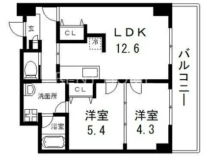 LUVIAS上小阪(2LDK/3階)の間取り写真