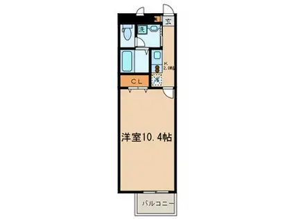 アンプルールフェールKOKI(1K/3階)の間取り写真