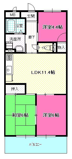 メゾンルミエール(3LDK/2階)の間取り写真
