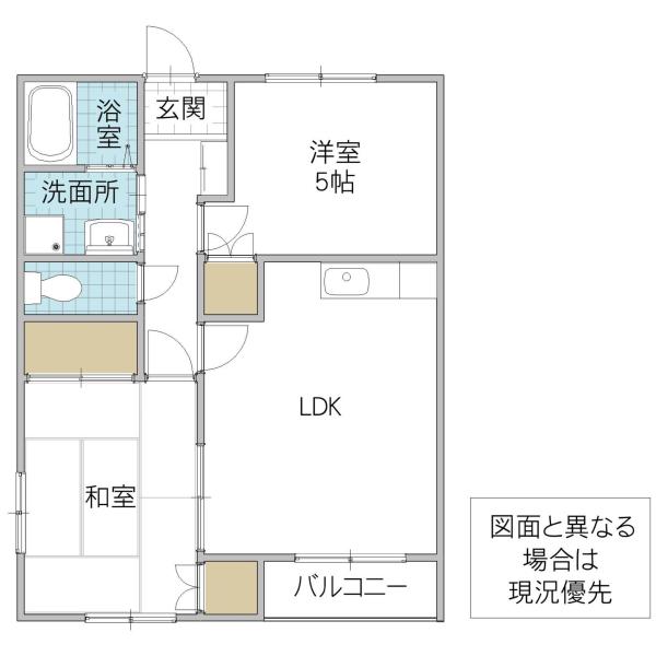 グリーンタウン B棟(2LDK/1階)の間取り写真