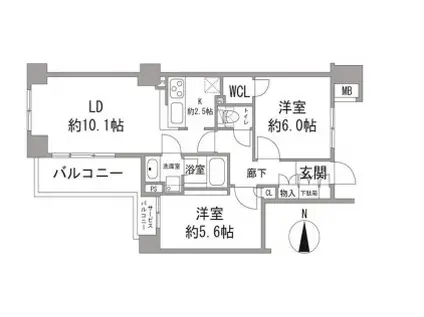 クレストフォルム錦糸町(2SLDK/5階)の間取り写真