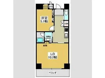 セレニティー金山(1LDK/6階)の間取り写真