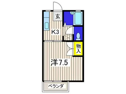 ハイツモーレアC(1K/1階)の間取り写真