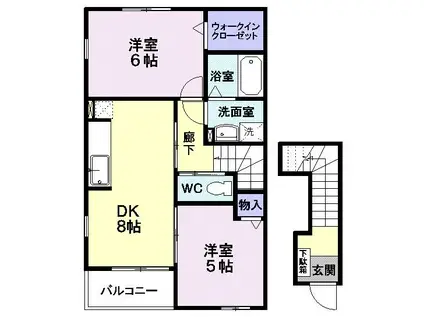 シャルマン N棟(2DK/2階)の間取り写真