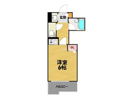 ライオンズマンション六本松第3(ワンルーム/1階)の間取り写真