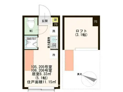 LEXIA新小岩(ワンルーム/1階)の間取り写真