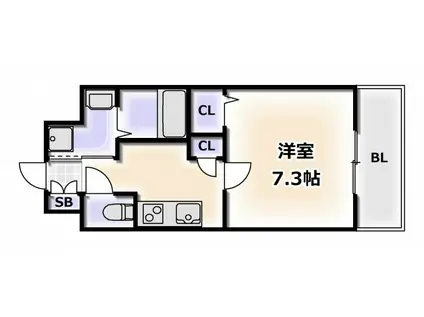 アクアプレイス天王寺EYE(1K/2階)の間取り写真