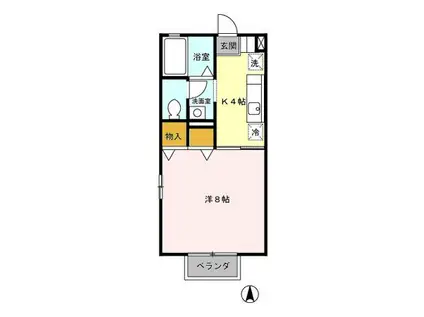 ポートシャトー(1K/2階)の間取り写真