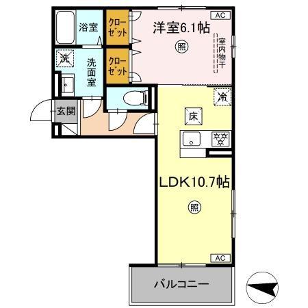 サニーサイド幸町II(1LDK/1階)の間取り写真