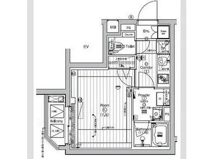 PREMIUM CUBE 新宿中井(1K/3階)の間取り写真