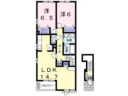 グリシーナA(2LDK/2階)の間取り写真