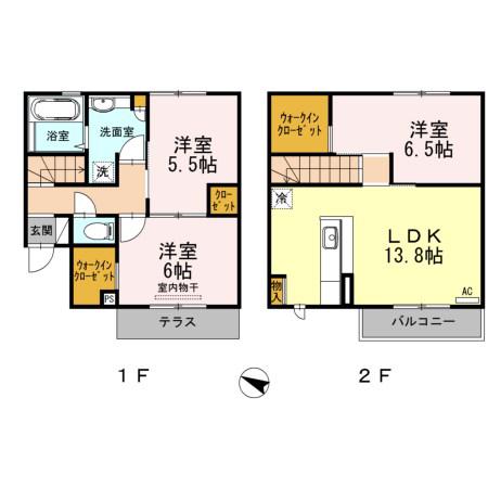 ユニヴェール小笹(3LDK/1階)の間取り写真