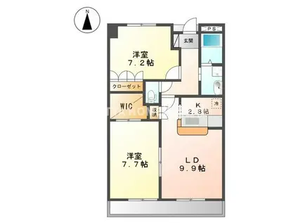 ウエスト ヒル (2LDK/1階)の間取り写真