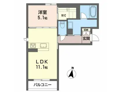 シャーメゾンアムール(1LDK/2階)の間取り写真