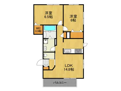 BREEZE COURT ウエスト(2LDK/2階)の間取り写真
