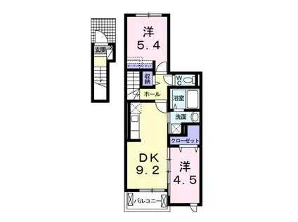 パークサイド トリイ I(2DK/2階)の間取り写真