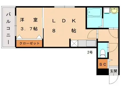NONO 和白東(1LDK/2階)の間取り写真