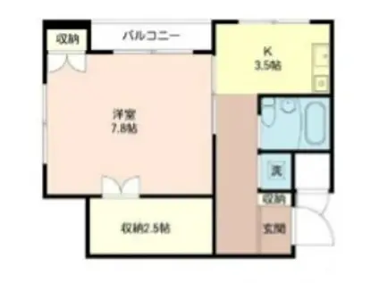 ピア豪徳寺II(1K/2階)の間取り写真