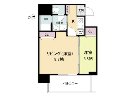 ヴィラ・セレーノ玉造本町(2K/10階)の間取り写真