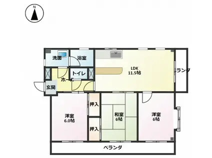 デンファレ(3LDK/2階)の間取り写真