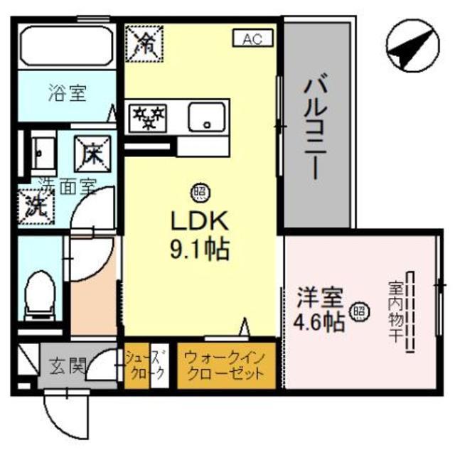 サニーグリーン(1LDK/2階)の間取り写真