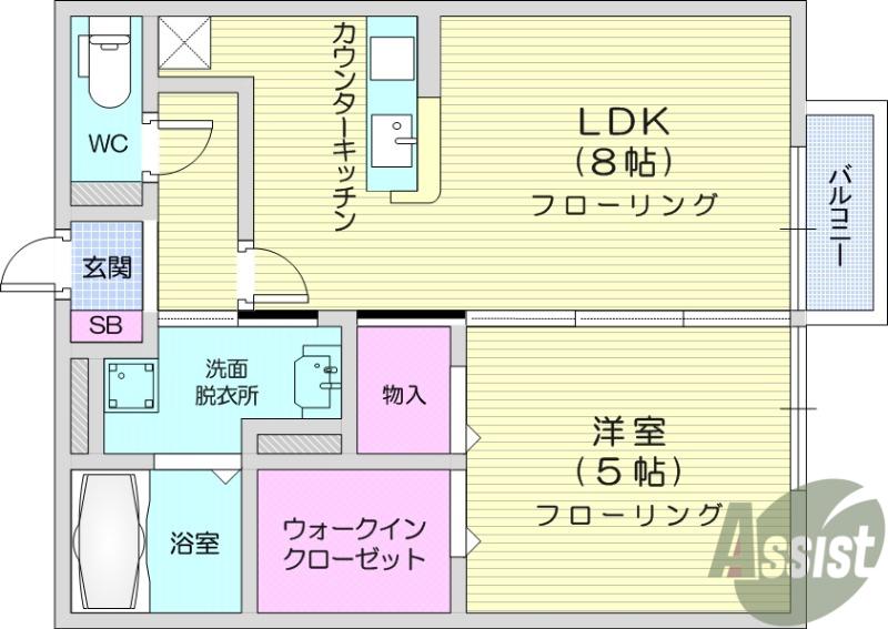 ボナール西多賀(1LDK/1階)の間取り写真
