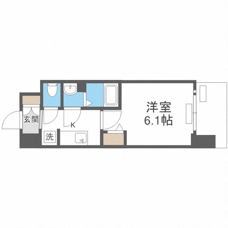 プレサンス大国町ブライス(1K/12階)の間取り写真