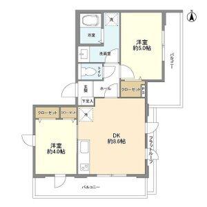 PEABODY HOMES NAKANOSAKAUE(2DK/3階)の間取り写真