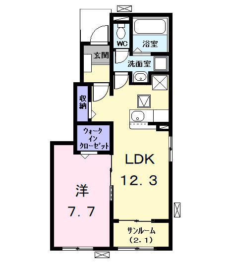 フェイバー ヒロ(1LDK/1階)の間取り写真