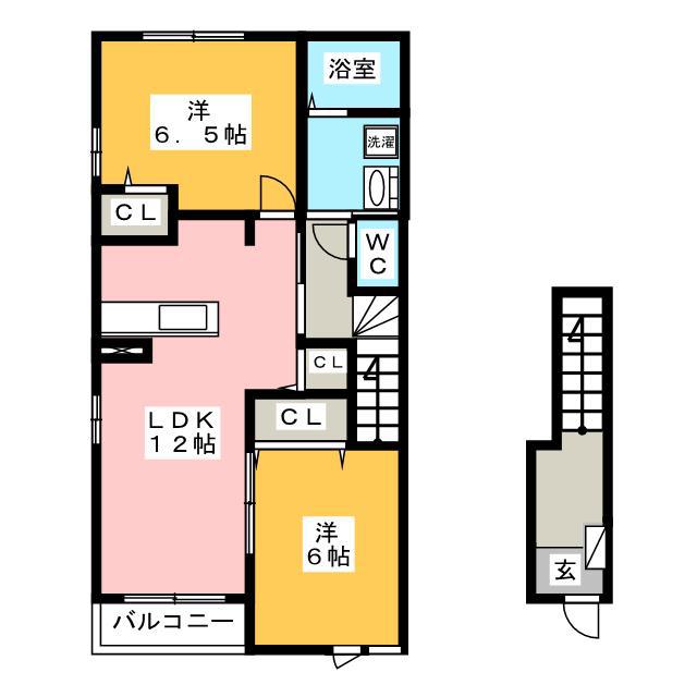 メゾンアンジュ琴塚 A(2LDK/2階)の間取り写真