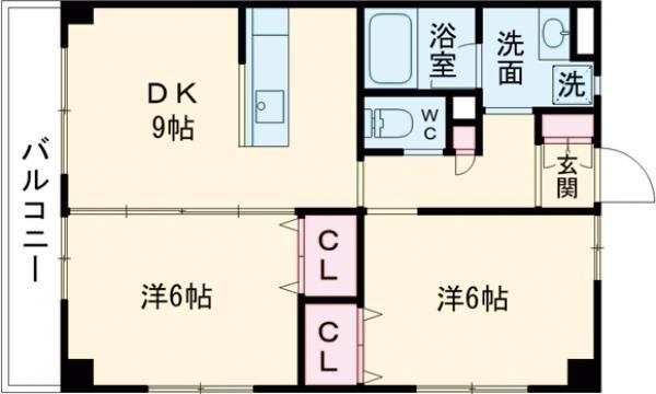 ナビオハイツ(2DK/2階)の間取り写真