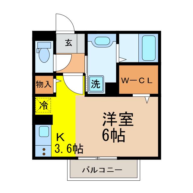 シャルマントリシティIII(ワンルーム/1階)の間取り写真