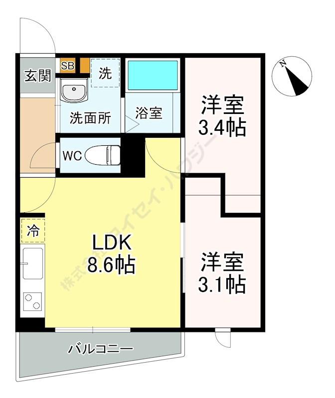 PRECIOUS桜本町(2LDK/2階)の間取り写真