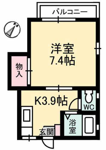 ディアスT2(1K/2階)の間取り写真