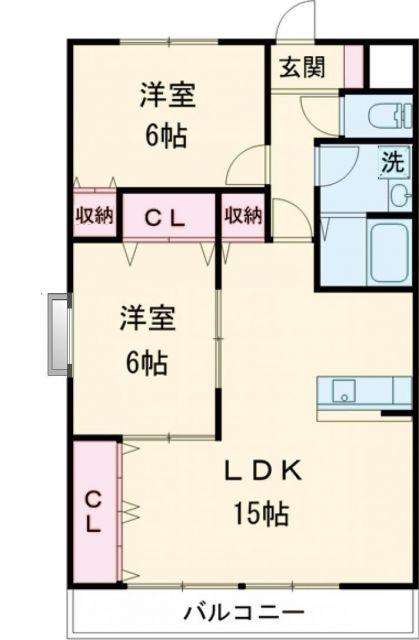アーバングランデ(2LDK/2階)の間取り写真