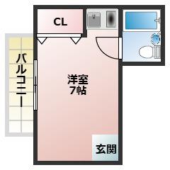 ベストレジデンス寝屋川(ワンルーム/2階)の間取り写真
