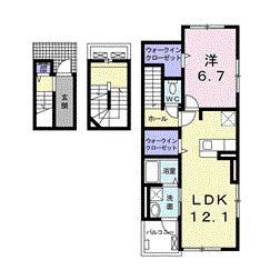 アンソレイエV(1LDK/3階)の間取り写真