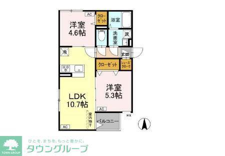 ウィンドテラス千住緑町(2LDK/3階)の間取り写真