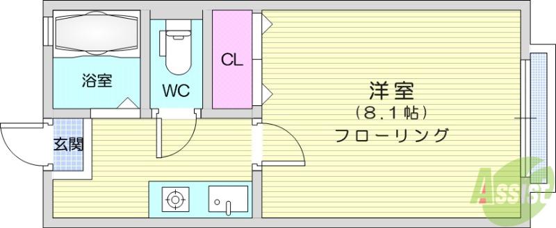 セントポーリア(1K/2階)の間取り写真