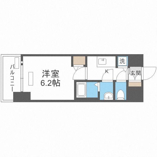プレサンス扇町駅前(1K/8階)の間取り写真