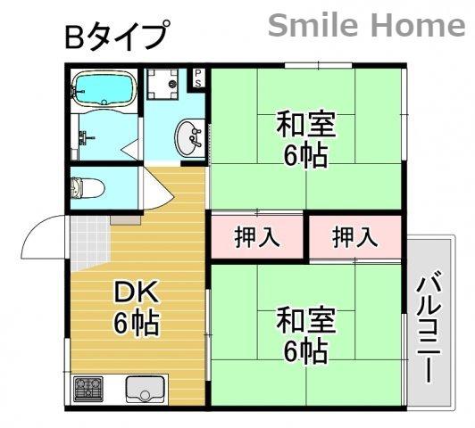 フジパープルハイツ(2DK/1階)の間取り写真