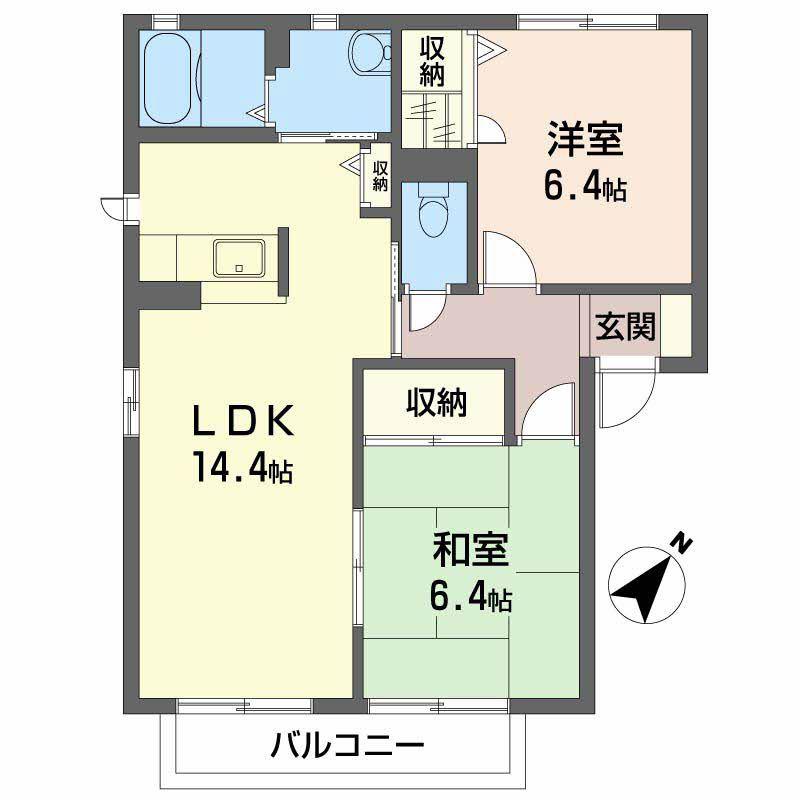 エスペランサII(2LDK/2階)の間取り写真