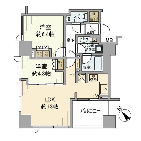 シティタワー池袋ウエストゲート(2LDK/10階)の間取り写真