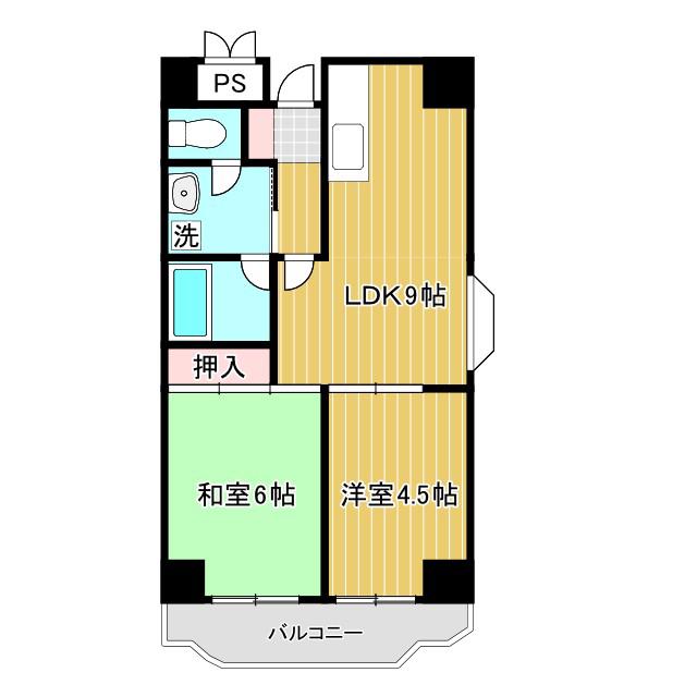 日宝ライフ放出西(2LDK/4階)の間取り写真