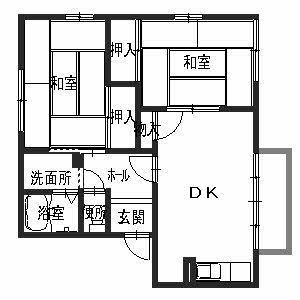 フレグランス方II(2LDK/2階)の間取り写真